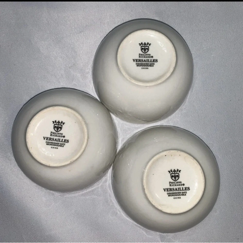 Philippe Richard Versailles Vintage Bowls Porcelain White Ceramic Lot of 3